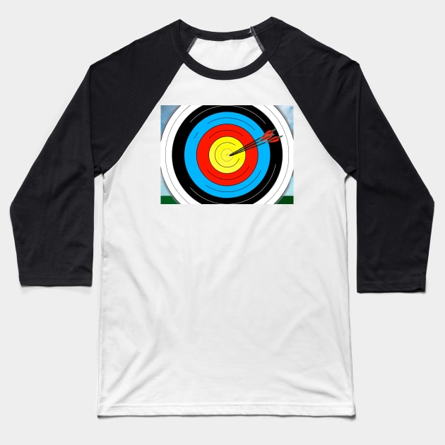 Archery Arrows Target Practice Baseball T-Shirt by BarbaraGlebska